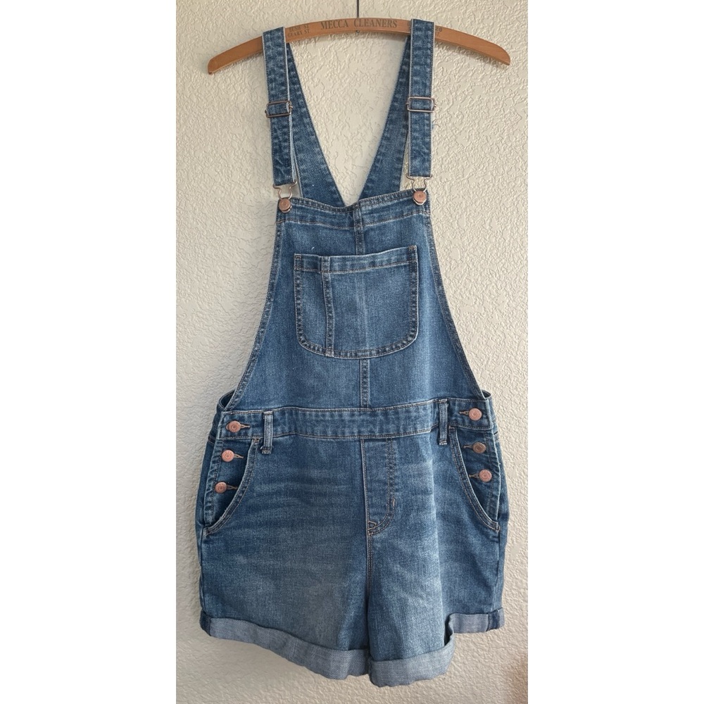 Old Navy Denim Short Overalls Romper in Light Blue Wash